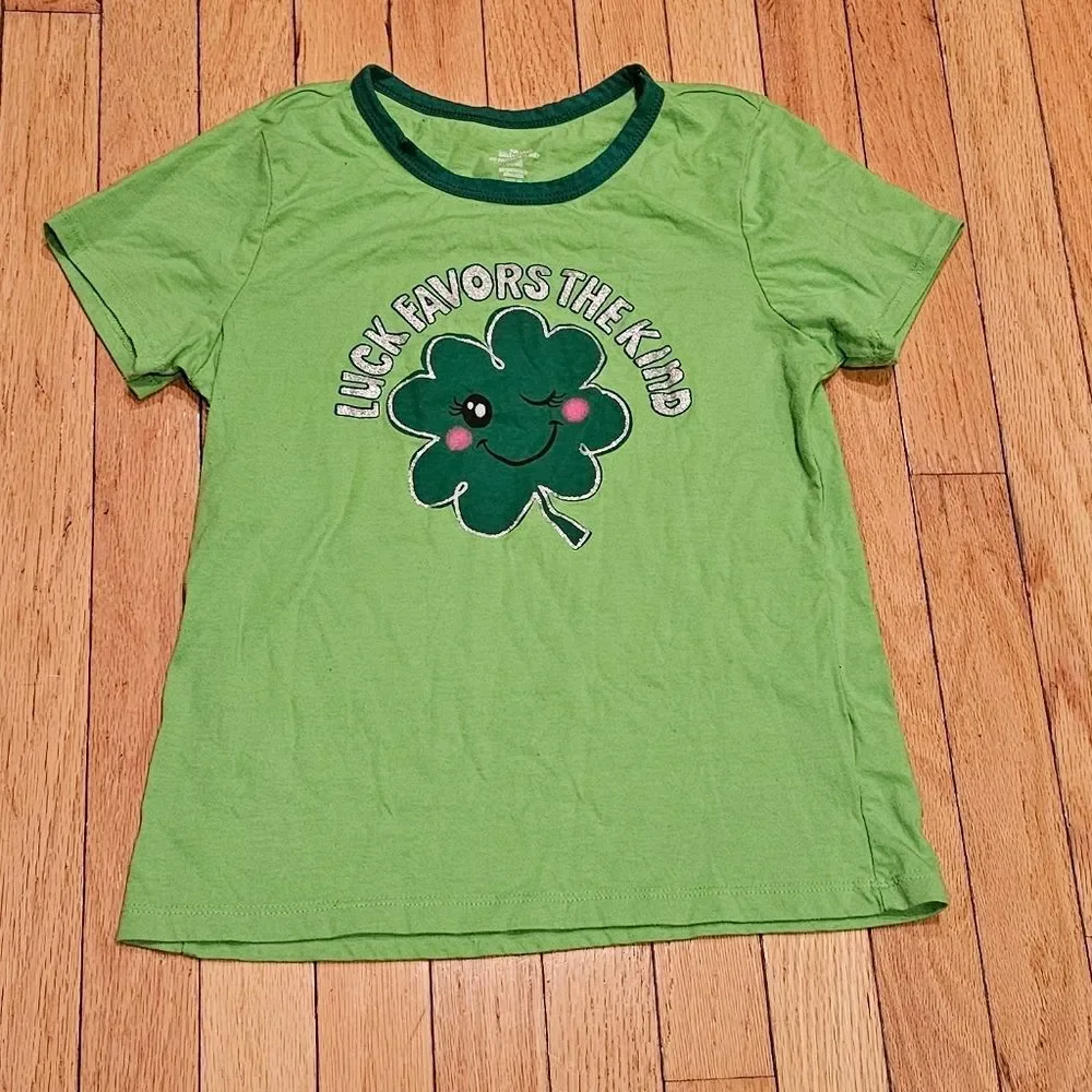 Way To Celebrate St. Patricks Day “Luck Favors The Kind” Green T Shirt Sz 14/16